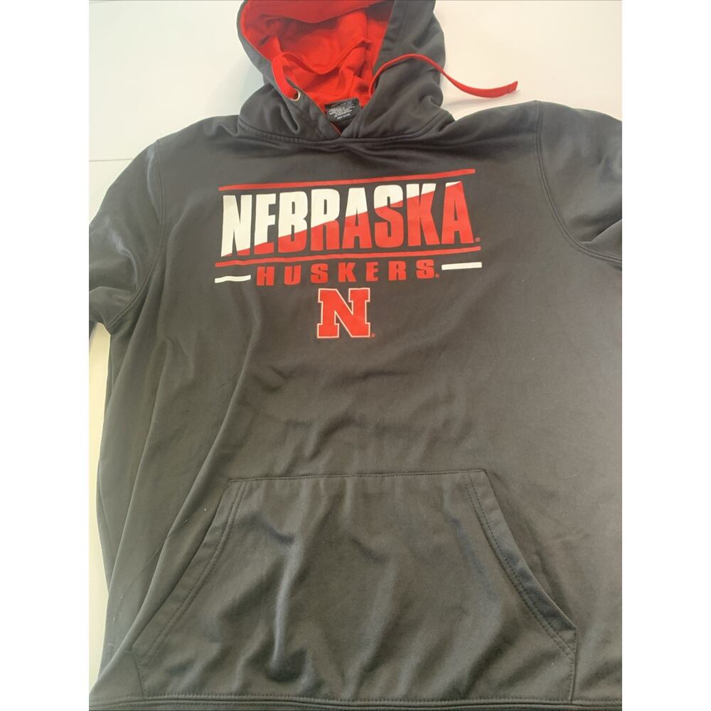 Colosseum Nebraska Cornhuskers Hooded Sweatshirt Mens Large Black